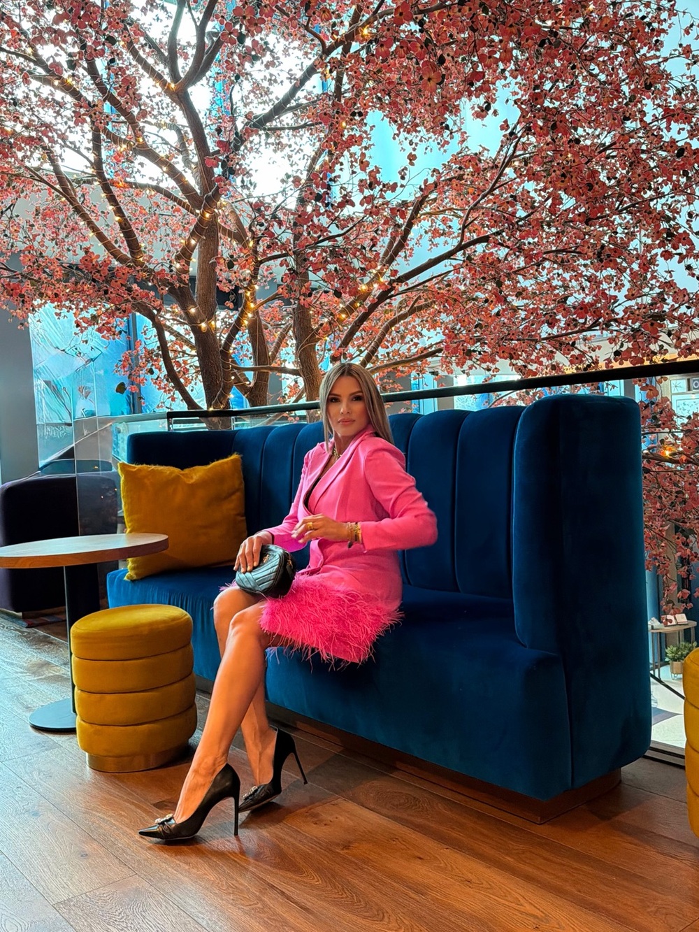 Fashion Nova Hot Pink Feather Hem Blazer - Picture 5 of 15